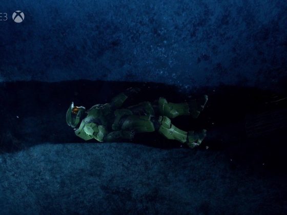 Master Chief floating through space