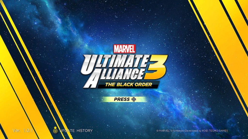 Marvle ultimate alliance 3 title screen