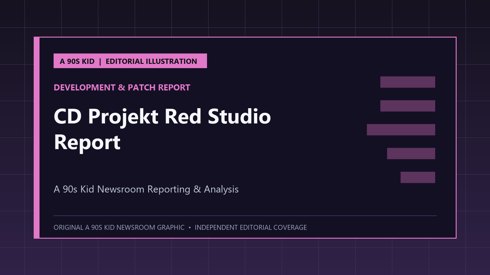 A 90s Kid original editorial illustration for CD Projekt Red Studio Report (Development & Patch Report)